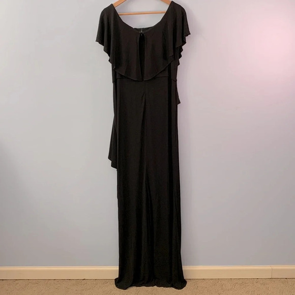 Rickie freeman for Teri Jon size 10 black formal maxi gown dress size ruffle - Picture 4 of 10